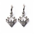 Sterling Silver Crown And Diamond Earrings With Mysterious Symbolism