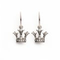 Sterling Silver Crown Earrings With Diamond Accents