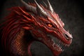 Stern bloodthirsty head red dragons with evil dangerous look