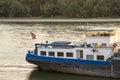 Stern of a cargo ship on the rhine river