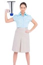 Stern classy businesswoman holding megaphone Royalty Free Stock Photo