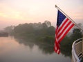 Stern Flag and Levee in the Mist