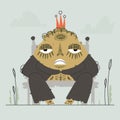 The Stern King with a Third Eye Sitting on His Throne, in the Marsh Landscape. Royalty Free Stock Photo