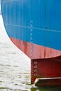 Stern of large ship with draft scale Royalty Free Stock Photo