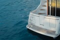 Stern Luxury Cruise Motor Yacht And Blue Sea Water Transport Concept