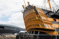 The Stern of the museum ship HMS Victory in Portsmouth docks Royalty Free Stock Photo