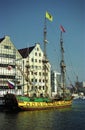 Old wooden sailship in Gdansk mooring right side Royalty Free Stock Photo