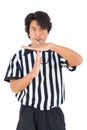 Stern referee showing time out sign Royalty Free Stock Photo