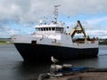 Stern Trawler Arriving at Harbour. Royalty Free Stock Photo