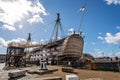 Stern view of HMS Victory, Lord nelson`s flagship, on display at Portsmouth Dockyard, Hampshire, UK Royalty Free Stock Photo