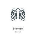 Sternum outline vector icon. Thin line black sternum icon, flat vector simple element illustration from editable medical concept