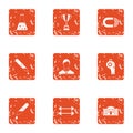 Steroid icons set, grunge style