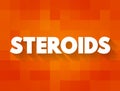 Steroids is a biologically active organic compound with four rings arranged in a specific molecular configuration, text concept