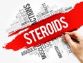 Steroids word cloud collage, health concept