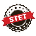 STET text on red brown ribbon stamp Royalty Free Stock Photo