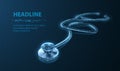 Abstract vector 3d stethoscope. Medical tool, doctor checkup, medic technology Royalty Free Stock Photo