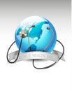 Stethoscope against a globe. World health day.