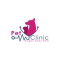 Stethoscope and animal icon vector design. Vet clinic logo template. Royalty Free Stock Photo