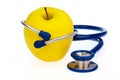 Stethoscope and apple. healthy eating