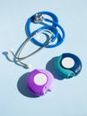 Stethoscope asthma inhaler medicine. medical treatment Royalty Free Stock Photo