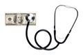 Stethoscope on a background of money - a business concept in medicine, a bribe to a doctor. Horizontal frame Royalty Free Stock Photo