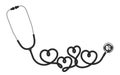 Stethoscope black color and heart sign symbol made from cable