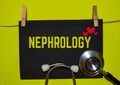 NEPHROLOGY on top of yellow background Royalty Free Stock Photo