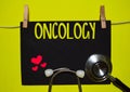 ONCOLOGY on top of yellow background