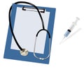 Stethoscope and blank clipboard