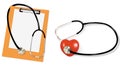 Stethoscope and blank clipboard