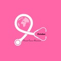 Stethoscope and Breast icon.Breast Cancer October Awareness Mont Royalty Free Stock Photo