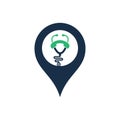 Stethoscope call map pin shape concept logo design