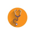 stethoscope flat icon with shadow. medical stethoscope icon