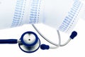Stethoscope and computer strips Royalty Free Stock Photo