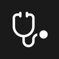 Stethoscope dark mode glyph ui icon Royalty Free Stock Photo