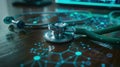 The stethoscope on digital network.AI generated image Royalty Free Stock Photo