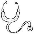 Stethoscope, doctor phonendoscope, coloring book, isolated object