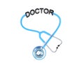 Stethoscope and doctor text