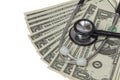 Stethoscope on Dollar Notes Royalty Free Stock Photo