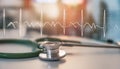 Stethoscope with eKG chart and medical equipment in background Royalty Free Stock Photo