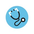 Stethoscope flat icon. Round colorful button, Cardio diagnostics circular vector sign, logo illustration.