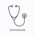 Stethoscope flat line icon. Vector outline illustration of doctor device. Black thin linear pictogram for medicine Royalty Free Stock Photo