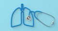 Stethoscope in the form of lungs on a green background. 3d render Royalty Free Stock Photo