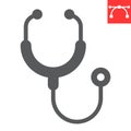 Stethoscope glyph icon, medical and doctor, physical examination sign vector graphics, editable stroke solid icon, eps Royalty Free Stock Photo