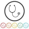 Stethoscope glyph ring icon, color set