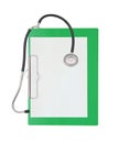 Stethoscope and green clipboard Royalty Free Stock Photo
