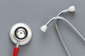 Stethoscope on grey background. Heart health, health insurance concept, world heart day, world health day, world hypertension day