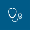 Stethoscope Icon On Blue Background. Blue Flat Style Vector Illustration