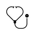 Black solid icon for Stethoscope, diagnostic and healthcare Royalty Free Stock Photo