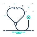 Mix icon for Stethoscope, diagnostic and healthcare Royalty Free Stock Photo